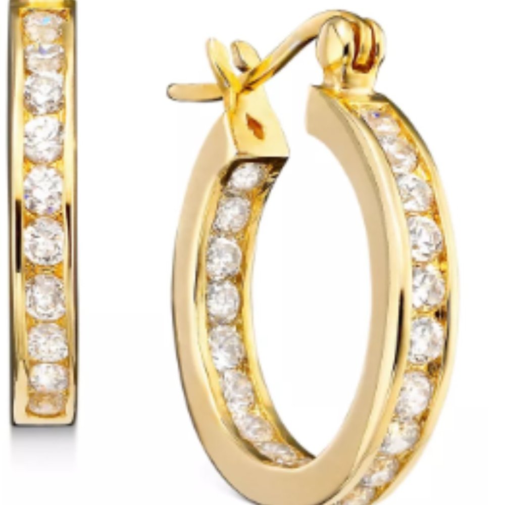 Giani Bernini - Small Cubic Zirconia Inside Out Hoop 18k gold-plated sterling si